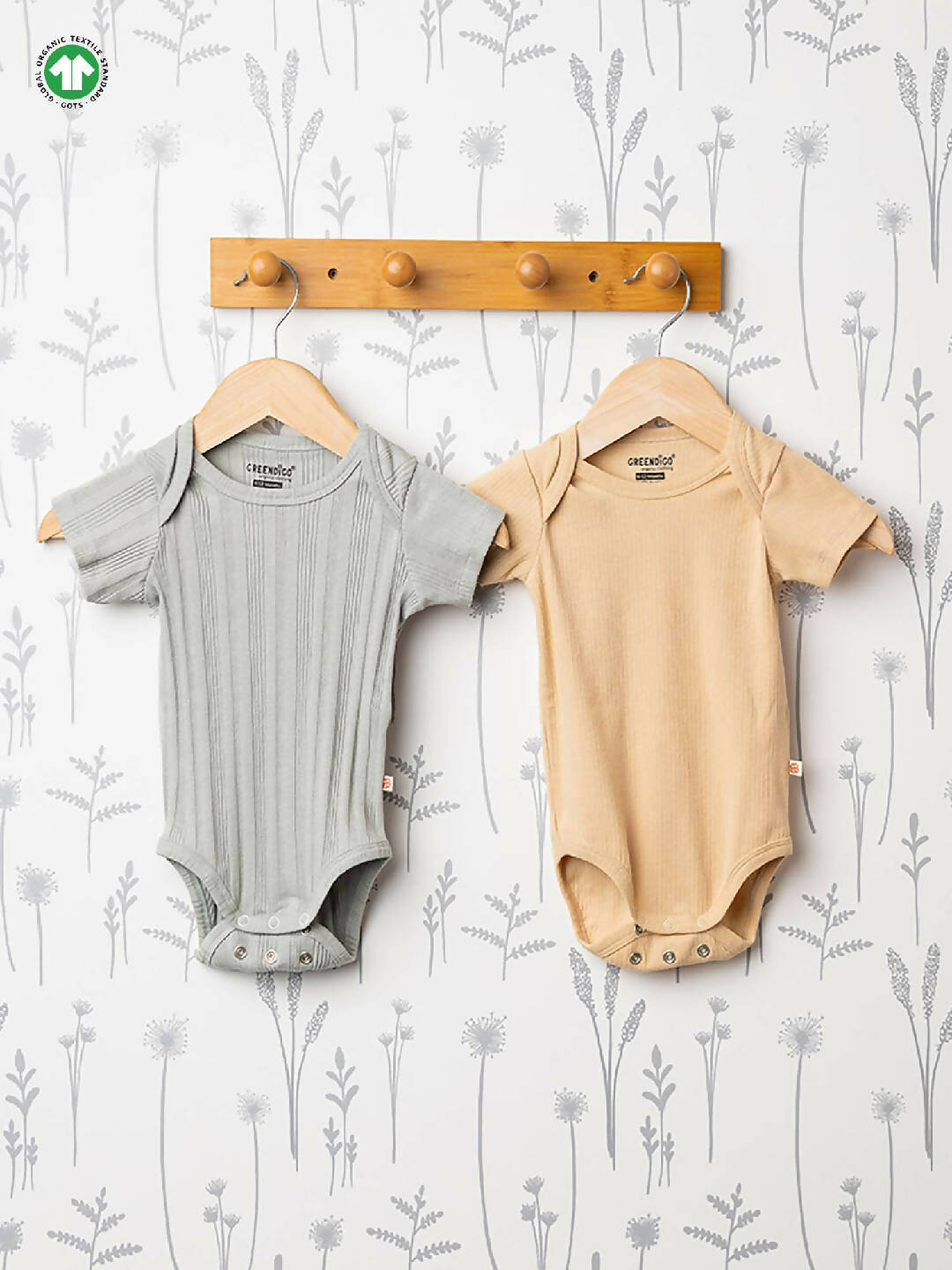 Yellow and Grey Organic Cotton Baby Bodysuit - Pack of 2