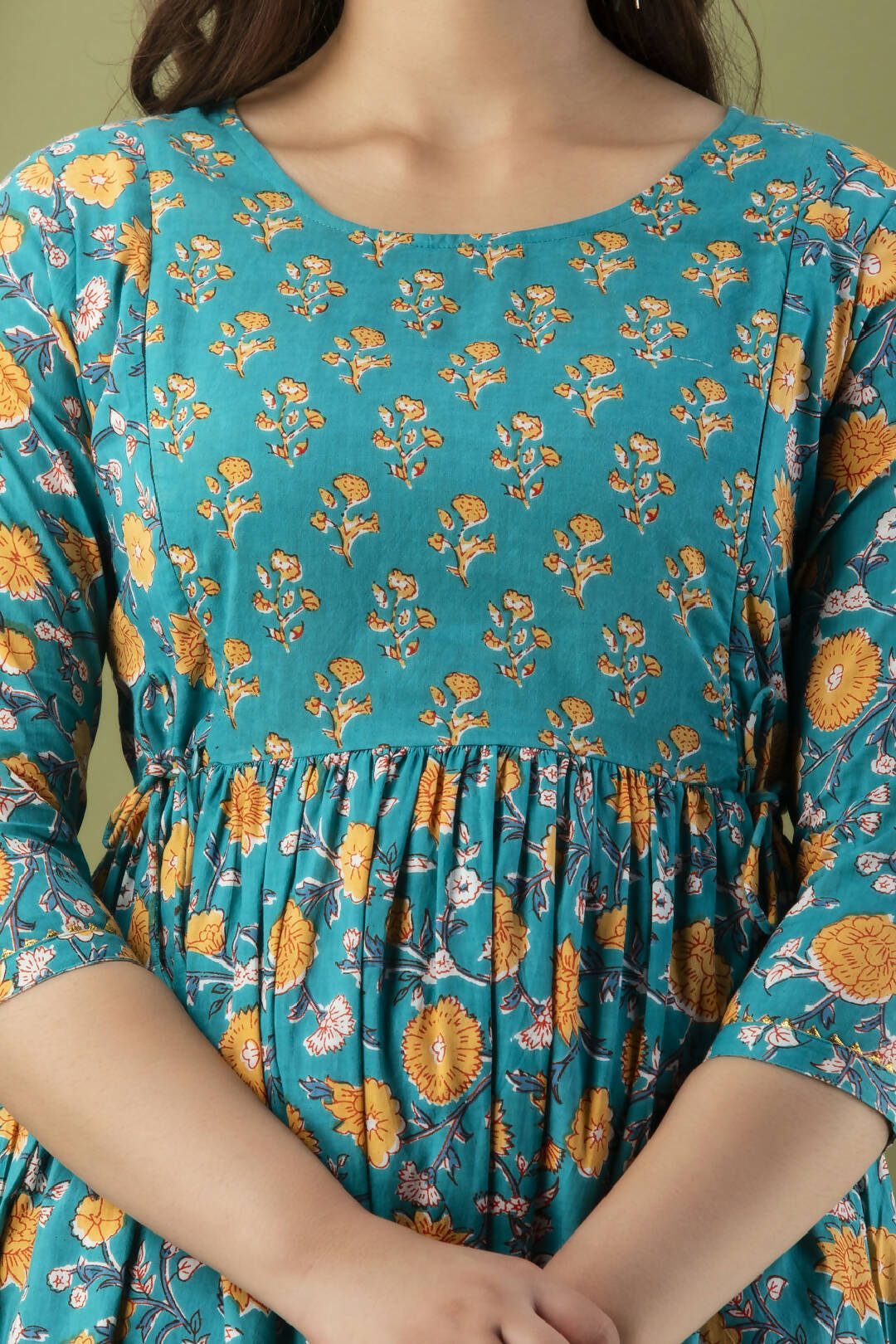 Floral Sanganeri Cotton Feeding Kurti