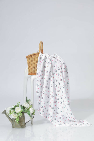 Strawberry Kitty Printed Organic Muslin Swaddle